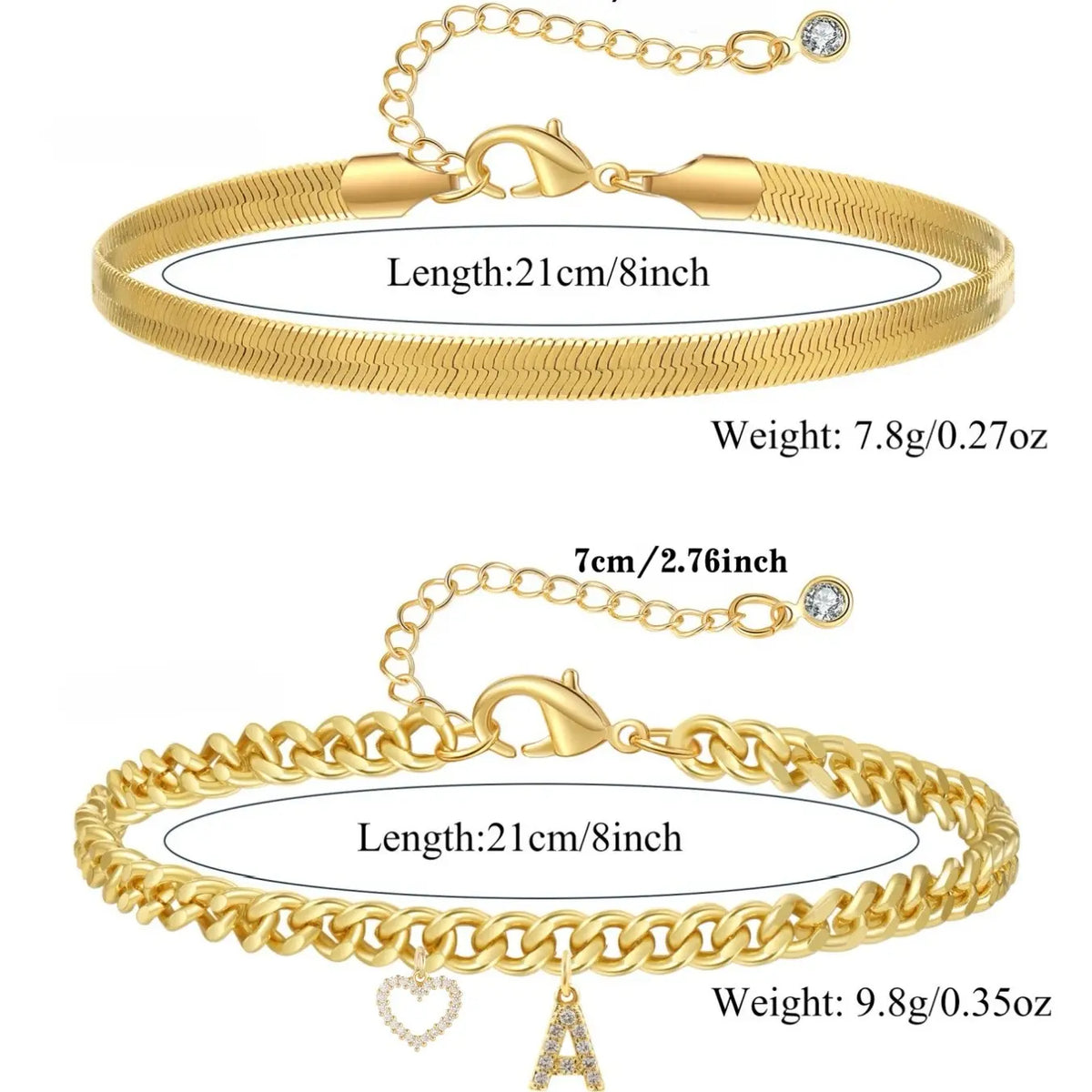 Double-Layer 26-Letter Gold Tone Chain Heart Anklet for Women, Adjustable A-Z Initial Ankle Bracelet, Dainty Layered Jewelry, foot jewelry, Birthday Christmas Gift for Her