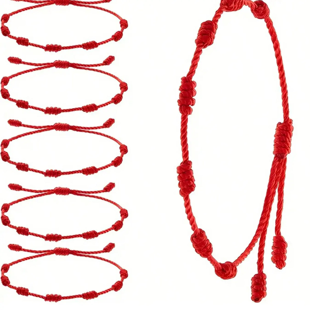 6 Pcs/Set Red String Knot Bracelet for Couples, Rope Braided Bracelets Good Luck Amulet, Handmade Protection Jewelry Set