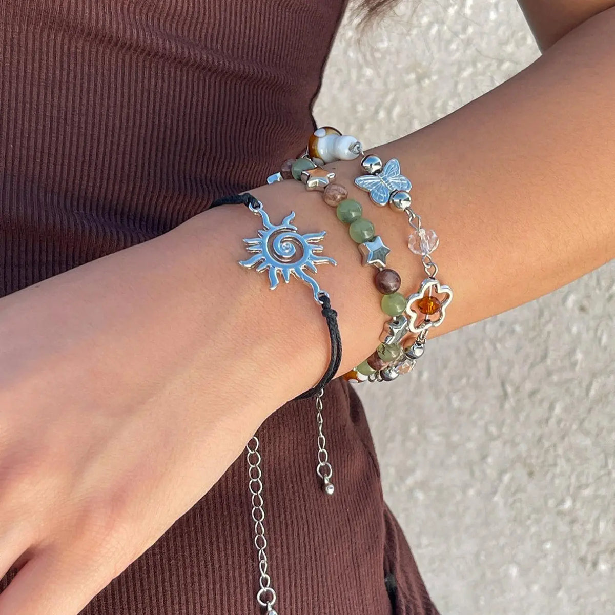 Women's Butterfly & Mushroom Design Beaded Bracelets, Colorful Charm Stackable Bracelets, All-match Jewelry for Birthday Gift, Summer Jewelry, Casual Accessories, Fashion Matching Bracelet, Beaded Bracelet Set, Beaded Bracelet Pack