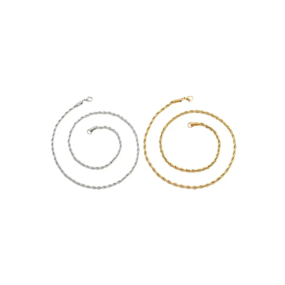 Men's Simple Plain Color Rope Chain Necklace, Stainless Steel Twisted Chain Necklace for Boyfriend, Fashion Accessories