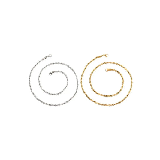 Men's Simple Plain Color Rope Chain Necklace, Stainless Steel Twisted Chain Necklace for Boyfriend, Fashion Accessories