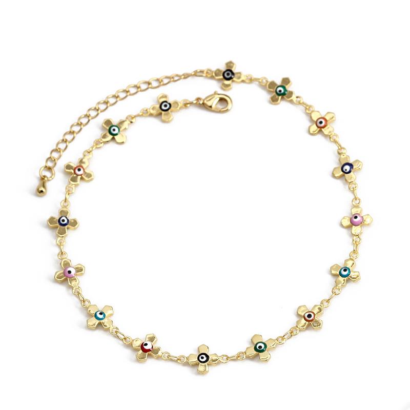 Women's Irregular Evil Eye Enamel Anklet - Trendy Jewelry, Anklets for Women, Sports & Outdoor Beach Accessory for Everyday Use