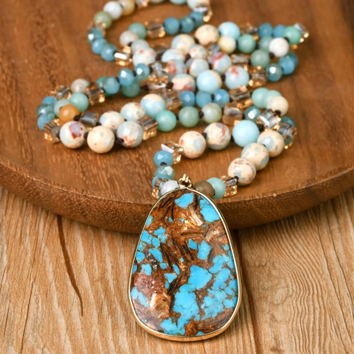Boho Style Stone Beaded Charm Necklace, Fashion Jewelry for Party, Trendy All-match & Exquisite Jewelry for Birthday Gift, Beaded Necklaces