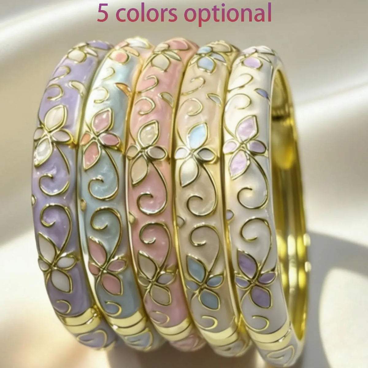 2026 Enamel Flower Geometric Bangle Bracelet, Sweet High-End Daily Wear Jewelry for Women, Fashionable Elegant Bangle Bangles