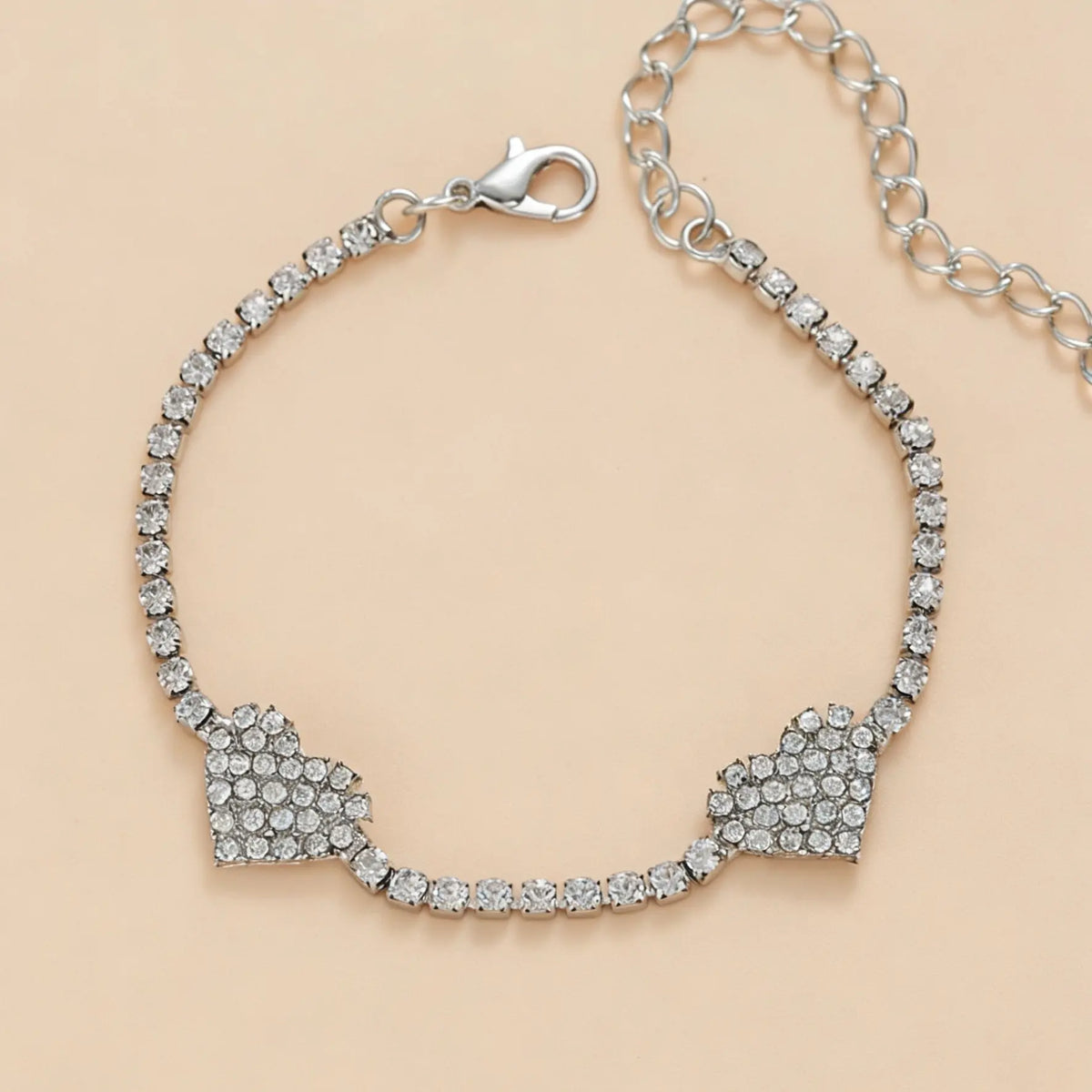 1pc Multi-Heart Rhinestone Anklet, Sparkling Foot Jewelry Suitable For Beach, Vacation, And Daily Wear, Trendy Jewelry Accessories