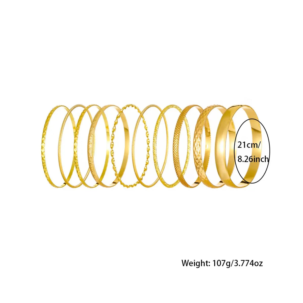 Women's 10pcs Textured Metal Design Bangle, Boho Ethnic Jewelry for Beach Party Vacation, Metal Bangles for Women Girl Gift Daily Use, Stackable Bracelets, Bangle Bracelet Set, Fashionable Bracelet Style