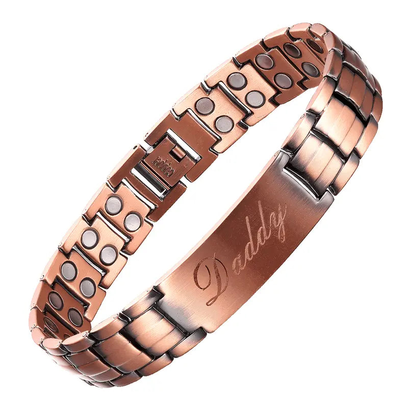 Men's 99.99% Pure Copper Energy Magnetic Bracelet - Adjustable Cross Design with Ultra-Strength Magnets, High Quality Men's Accessories, Unique Guys Gifts for Father's Day