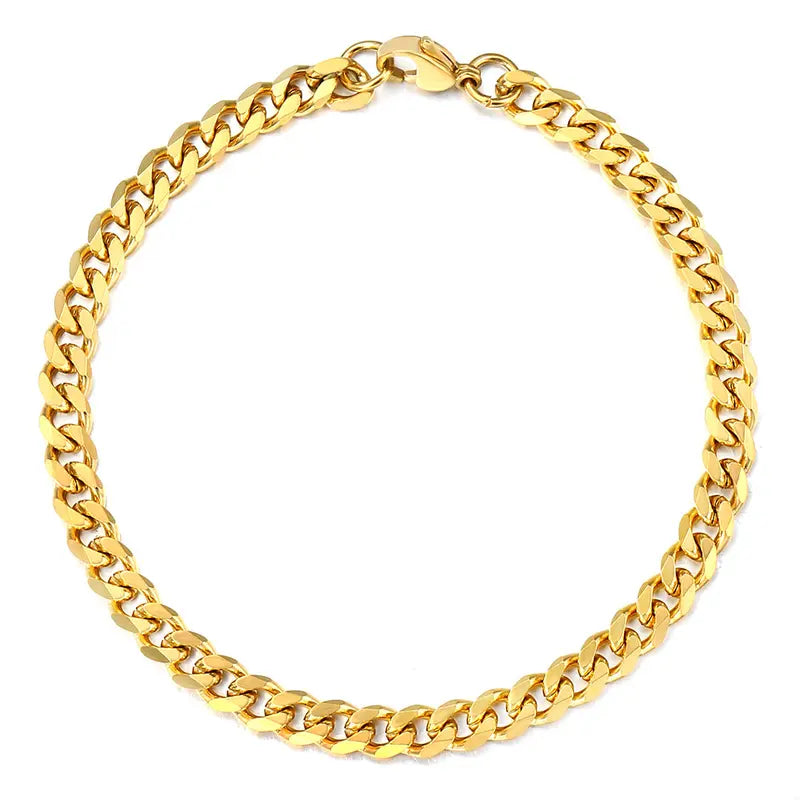 Gold Plated Stainless Steel Cuban Link Chain Bracelet 3/5/7/9/11MM Width 7/8/9/10/11" Length Unisex Jewelry Gift for Birthday Christmas Boyfriend