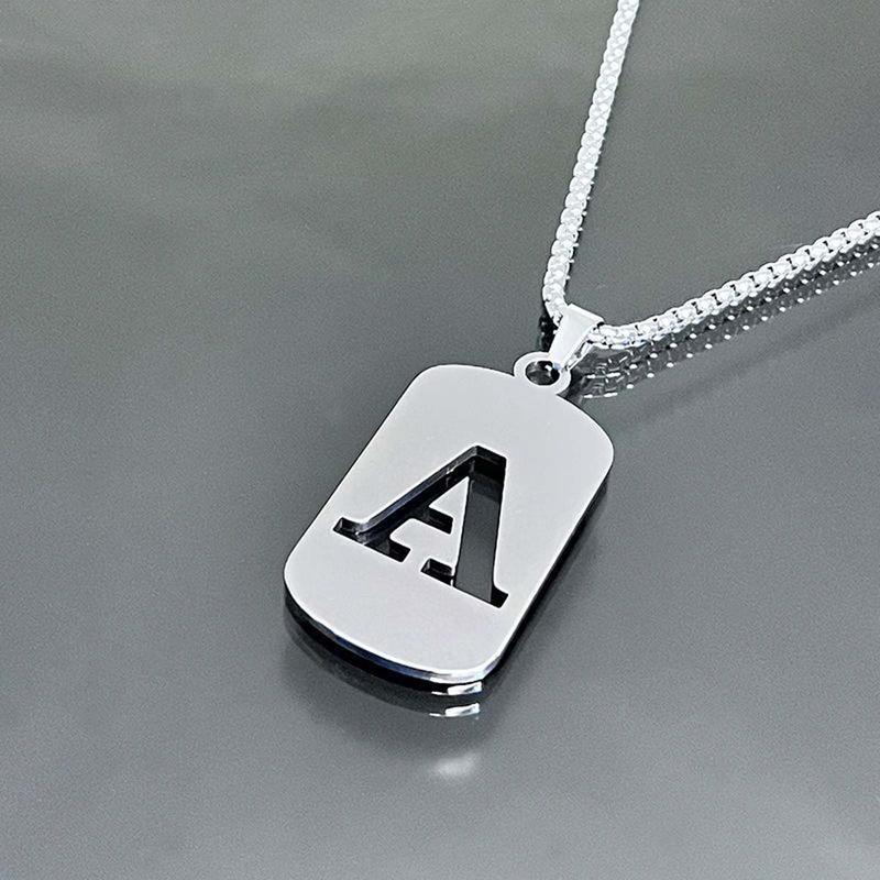 Men's Cool Stainless Steel Customized Initial Fashion Necklace - Hip Hop Geometric A-Z Alphabet Jewelry, Unisex Friendship Accessory, Birthday Gift for Him, Friendship Jewelry
