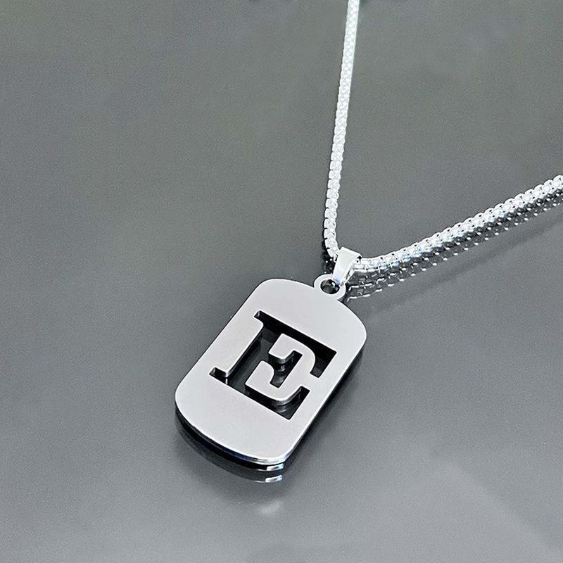 Men's Cool Stainless Steel Customized Initial Fashion Necklace - Hip Hop Geometric A-Z Alphabet Jewelry, Unisex Friendship Accessory, Birthday Gift for Him, Friendship Jewelry