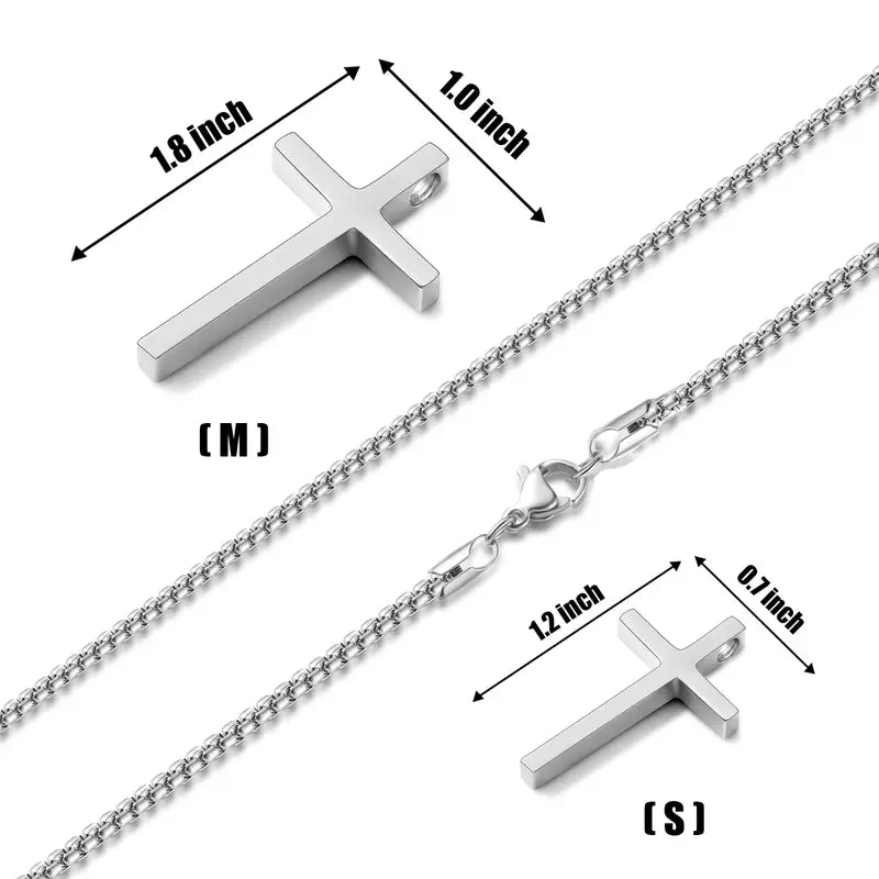 【Father's Day Gifts】Silver/Gold/ Black Cross Necklace for Men and Women, Cross Pendant Necklace and 2.5mm Cross Chain for Men 16-24 Inch Religious Jewelry