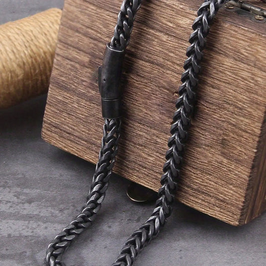 Men's Viking Style Vintage Fashion Necklace Stainless Steel Cuban Link Chain, Trendy Hip-Hop Link Design, Party Accessory Gift