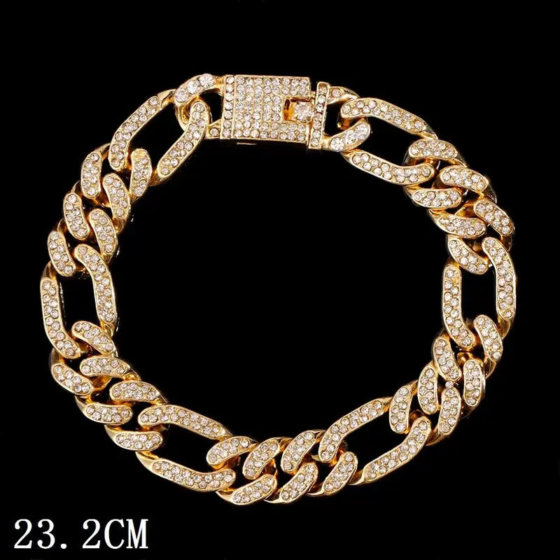 Women's Synthetic Chunky Cuban Chain Link Anklet - Iced Out Rhinestone Gems Anklet, Trendy Jewelry, Luxury Beach Barefoot Costume Accessory, Jewelry for Women