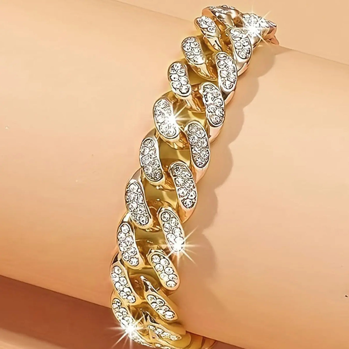 Gold Anklets for Women Waterproof Design Rhinestone Accents Ankle Bracelet Cuban Link Chain Diamond Anklet Foot Jewelry Beach Jewelry for Women Men Unisex Appeal Fashionable Accessory Trendy Fashionable Accessories