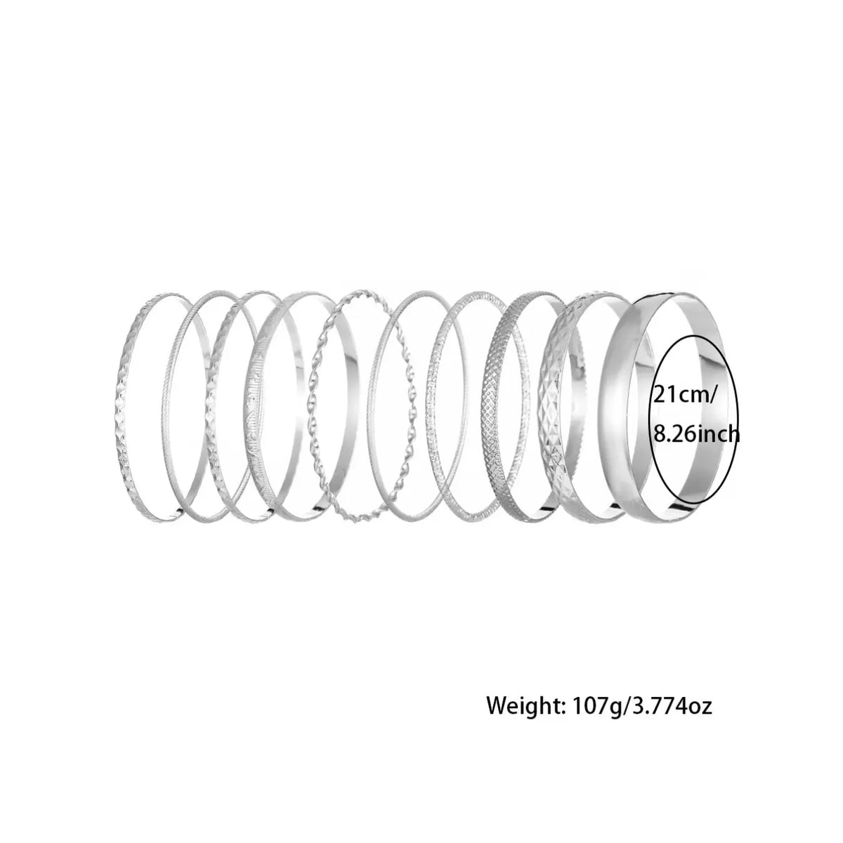Women's 10pcs Textured Metal Design Bangle, Boho Ethnic Jewelry for Beach Party Vacation, Metal Bangles for Women Girl Gift Daily Use, Stackable Bracelets, Bangle Bracelet Set, Fashionable Bracelet Style