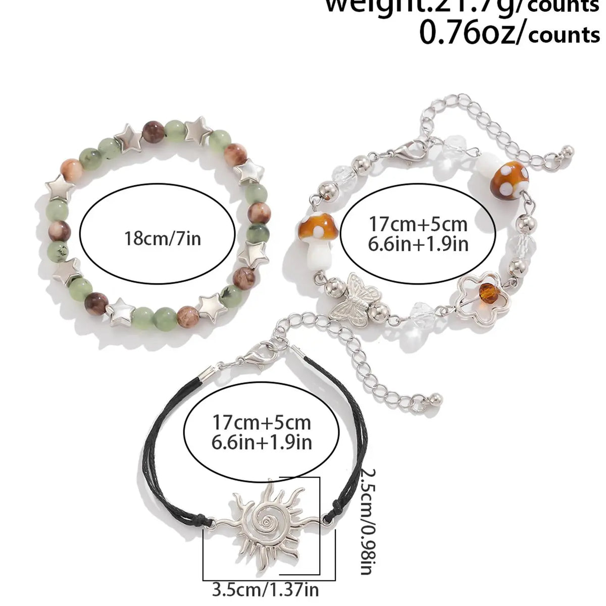 Women's Butterfly & Mushroom Design Beaded Bracelets, Colorful Charm Stackable Bracelets, All-match Jewelry for Birthday Gift, Summer Jewelry, Casual Accessories, Fashion Matching Bracelet, Beaded Bracelet Set, Beaded Bracelet Pack