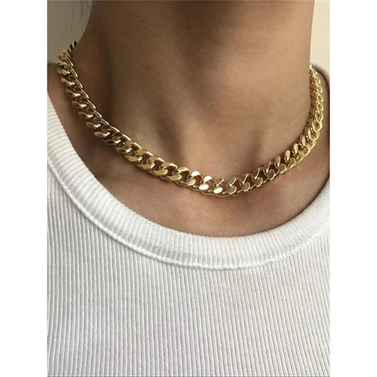 Men's Street Trend Minimalist Cuban Link Chain Necklace, Trendy Chunky Chain Necklace, Chic Hip Hop Vintage Jewelry As Birthday Gift for Boyfriend, Cuban Links Necklace, Cuban Necklaces