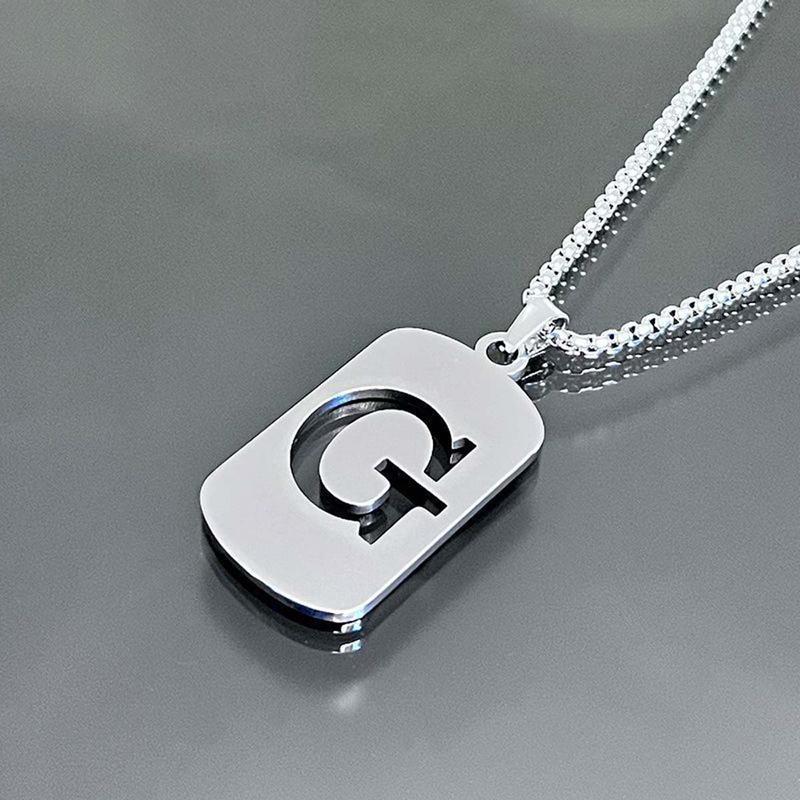 Men's Cool Stainless Steel Customized Initial Fashion Necklace - Hip Hop Geometric A-Z Alphabet Jewelry, Unisex Friendship Accessory, Birthday Gift for Him, Friendship Jewelry
