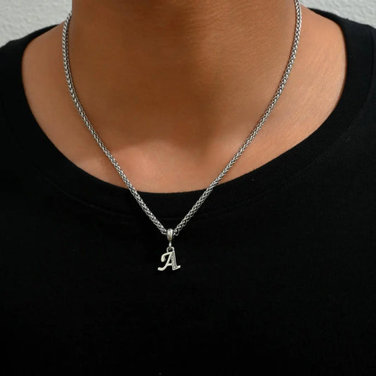 Initial Letter Detail Pendant Necklace, Fashion Stainless Steel Alphabet Jewelry for Men and Women, Costume Necklaces, Trendy All-Match Exquisite Neck Accessory, for Party and Daily Wear, Birthday Gift