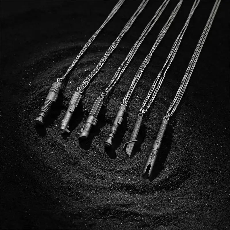 TXQ SABER Star Wars Mini Light Saber Necklace Set - Zinc Alloy Jedi & Sith Pendants, Unisex 1:1 Scale Detail Accessories with Display, Fan Gift (Toys & Hobbies Toy Swords & Sabres)