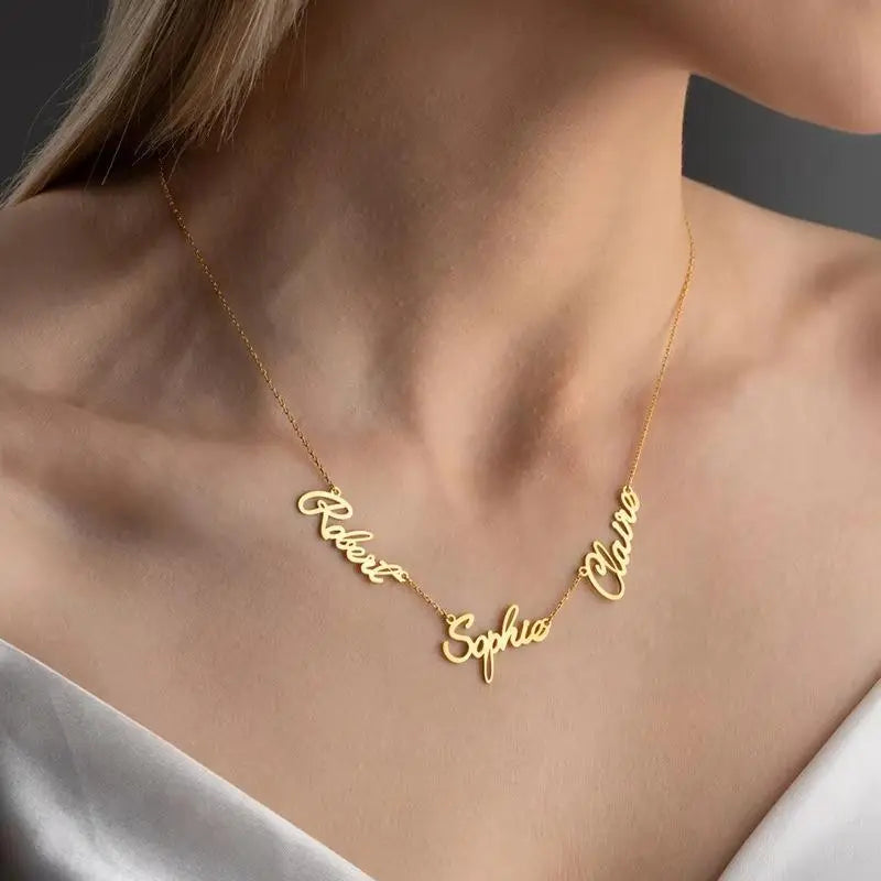 AS030 Personalized Custom Multiple Name Necklaces Stainless Steel Couple Name Necklaces Family Gifts For Mother's Day