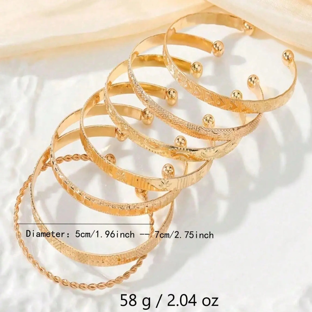 7-Piece set Women's Gold Bangle Set Gold-Plated Stackable Open Cuffs & Classic Embossed Designs, Minimalist Layering Jewelry, Stack Bangles, Perfect Gift For Her, Suitable For Women's Everyday And Vacation Outfits, Bracelets Stack