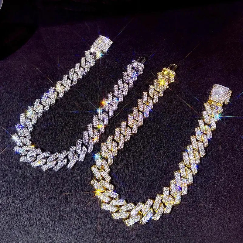 Women's Synthetic Chunky Cuban Chain Link Anklet - Iced Out Rhinestone Gems Anklet, Trendy Jewelry, Luxury Beach Barefoot Costume Accessory, Jewelry for Women