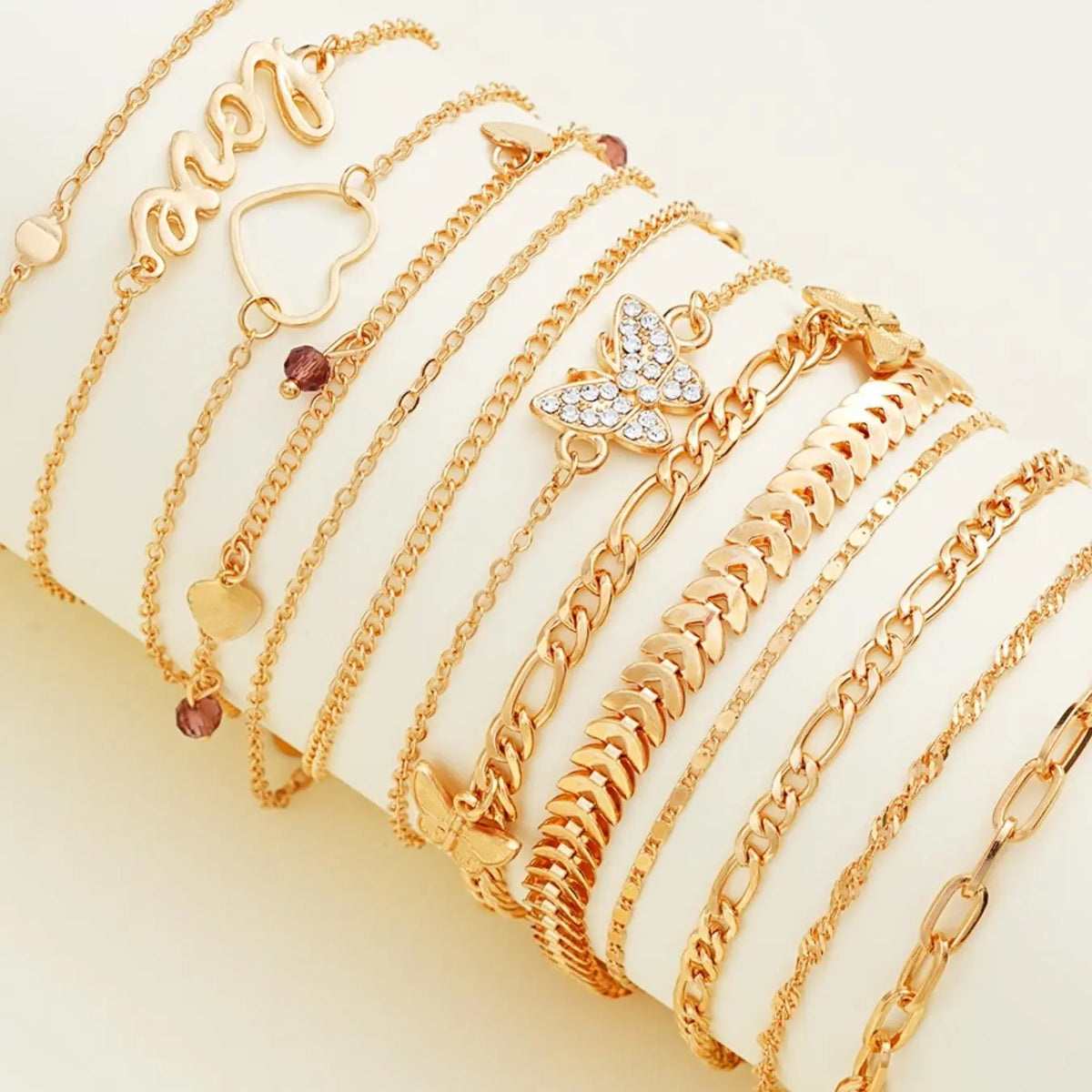 Women's Elegant Butterfly & Heart & Letter Design Adjustable Anklet, Fashion Rhinestones Decor Jewelry for Party, Daily Decor, Trendy All-match, Elegant Fashion Accessories & Exquisite Jewelry for Gift, Elegant Accessory