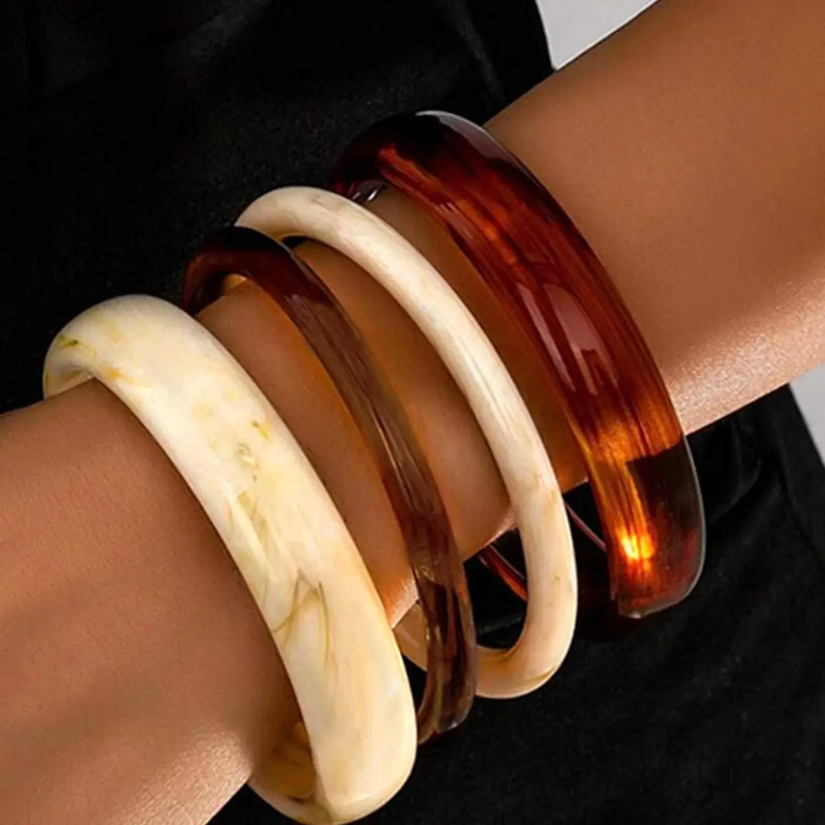 Acrylic Bangles Bracelets for Women, Irregular Shapes Acrylic Resin Fashionable Chunky Bangles, Geometric Fashions, Thick Statement Bangle Jewelry Set, Stacked Design Bracelets