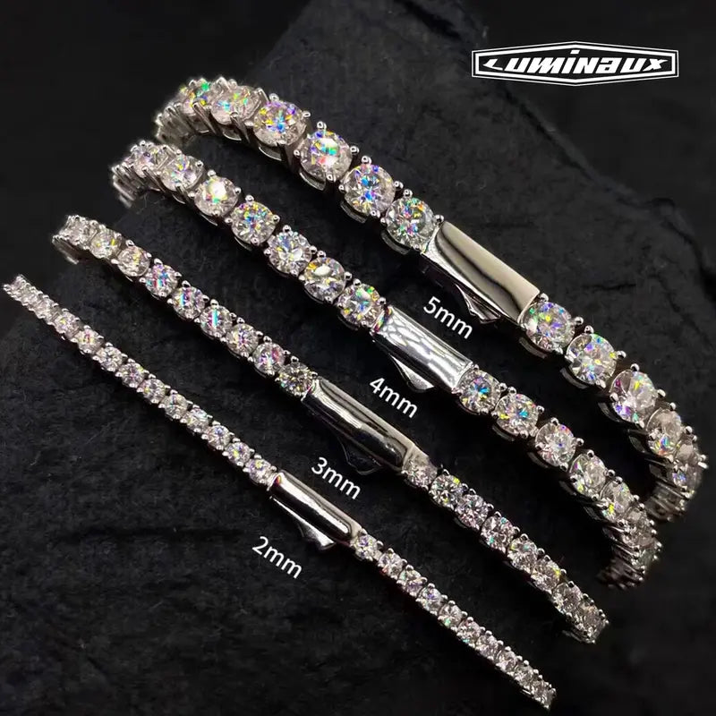 Unisex High Quality Classic Round Cut Simulated Coloured Gemstone Tennis Bracelet for Adults, 3mm-6mm AAAAA+ D Color VVS Synthetic Stone Link Jewelry for Daily Wear, High Quality Bracelet, Synthetic/Simulated Coloured Gemstone