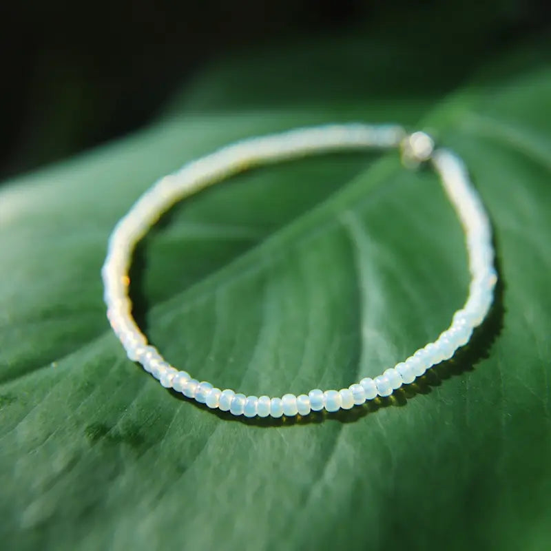 Vintage opal seed beaded anklet