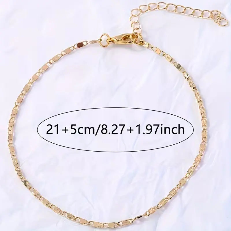 Women's Unisex Geometric Sequin Ankle Chain - Polished, Elegant Everyday Fashion Accessory for Summer Casual Outings, Beach Wear, Suitable for Costume Jewelry Collections
