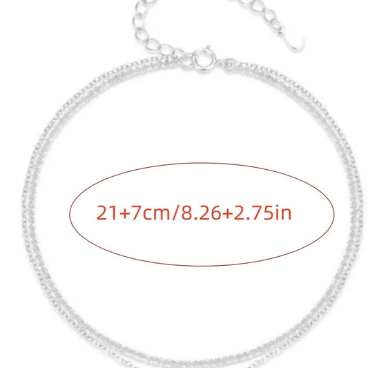 Double-Layer Heart Anklet for Women and Girls, Dainty Layered Bracelet Jewelry, Cute Birthday Gift Fashionable Accessory, Fashionable Jewelry Accessories, Trendy Fashionable Accessories