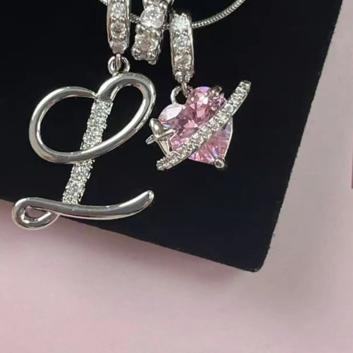 Women's Snake Chain CZ Initial Necklace with Heart Zirconia Pendant, Adjustable Length Letter A-Z Initial Personalized Jewelry Gift for Her