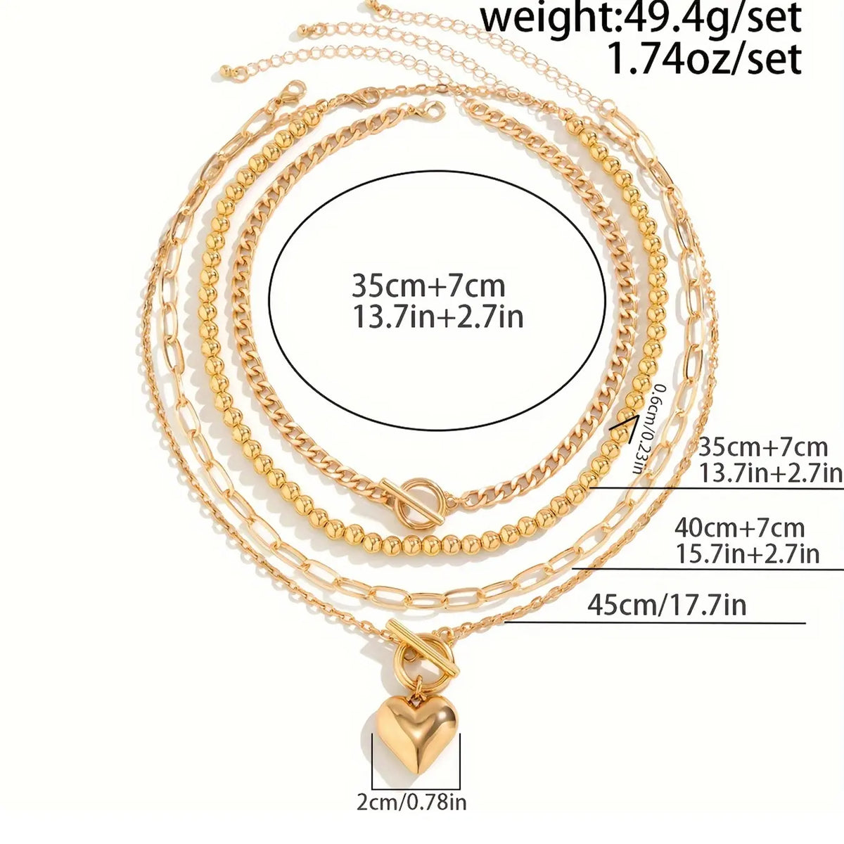 Women's Boho Shell Necklace Set, Dainty necklaces, Dainty Layering Jewelry, Stylish Everyday Jewelry, Geometric Ot Clasp Short Heart Pendant Jewelry, All-Season Versatile Accessories for Women, Fashionable Jewelry Accessories