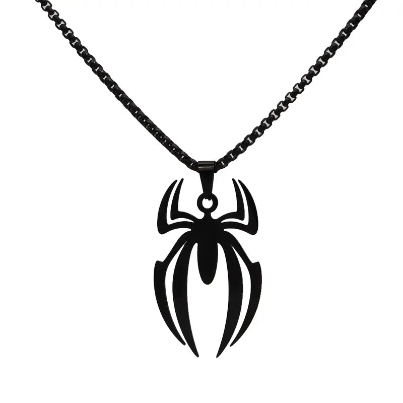 Spider Necklace For Men Women Titanium Stainless Steel Gold Silver Black Cuban Chain Paperclip Chain Lightweight Trendy Cool Goth Spider Pendant Necklace For Teen Halloween Non Tarnish Jewelry y2k Stylish Unique Accessories Birthday Gifts With Gift Box