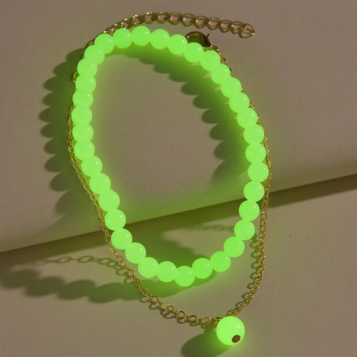 New Trend Creative Glow in The Dark Design Beaded Anklet, 2counts Fashionable Jewelry for Women & Girls, Party, Daily Jewelry Accessories for Birthday Gift, Dainty Layered Anklet