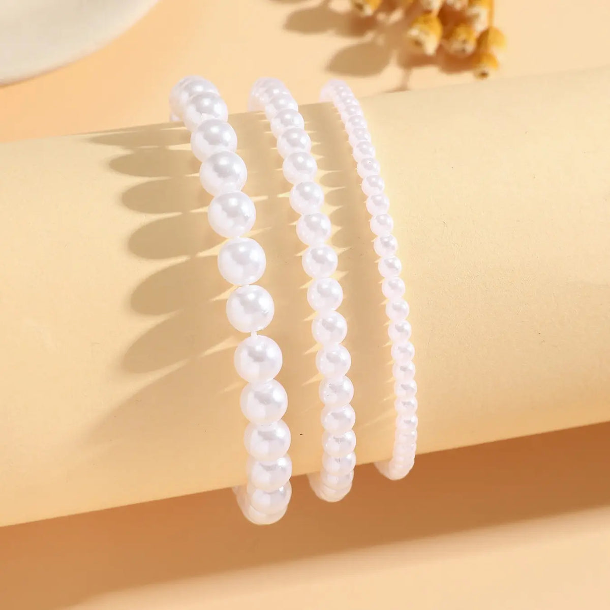 Women's Pearl Anklet Set, Elastic Design, Fashionable & Simple Style, Elegant Accessory, Perfect for Layering, Ideal Gift for Her