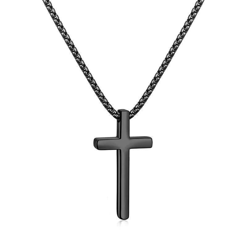 【Father's Day Gifts】Silver/Gold/ Black Cross Necklace for Men and Women, Cross Pendant Necklace and 2.5mm Cross Chain for Men 16-24 Inch Religious Jewelry