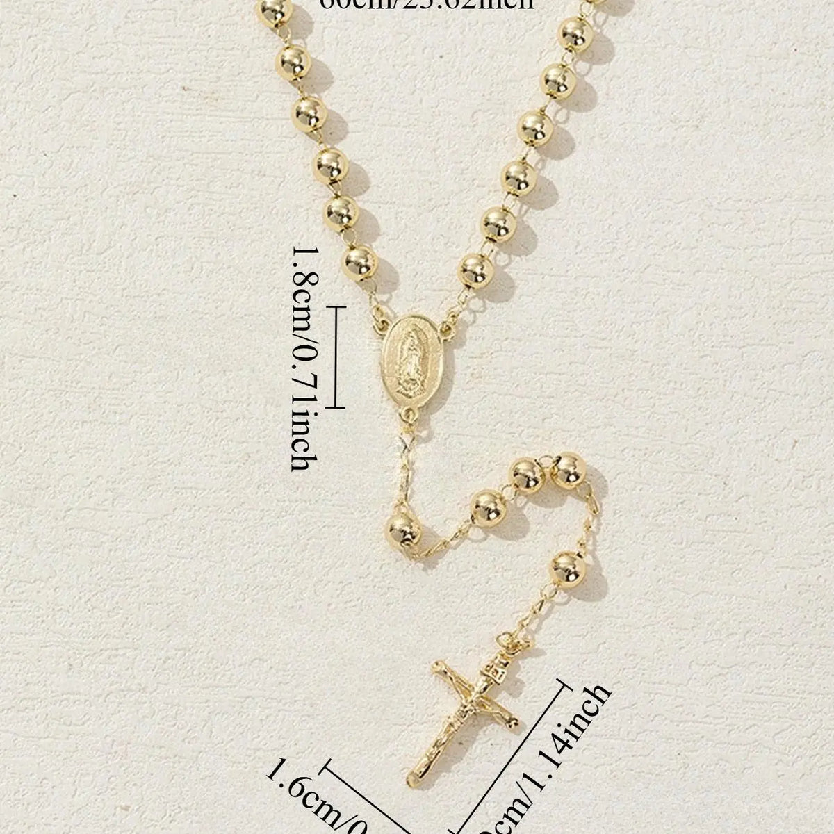 Virgin Mary Cross Beaded, Long Chain Pendant with Necklace Fashion Jewelry for Men and Women, Casual Daily Wear Accessory