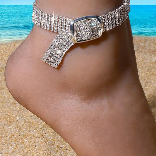 Fashion Rhinestone Multi-Layer Anklet, Elegant Ladies' Party Ankle Chain, Simple Style High Heel Foot Jewelry, Trendy and Chic, Layered Anklet, Trendy Fashionable Accessories, Elegant Accessory