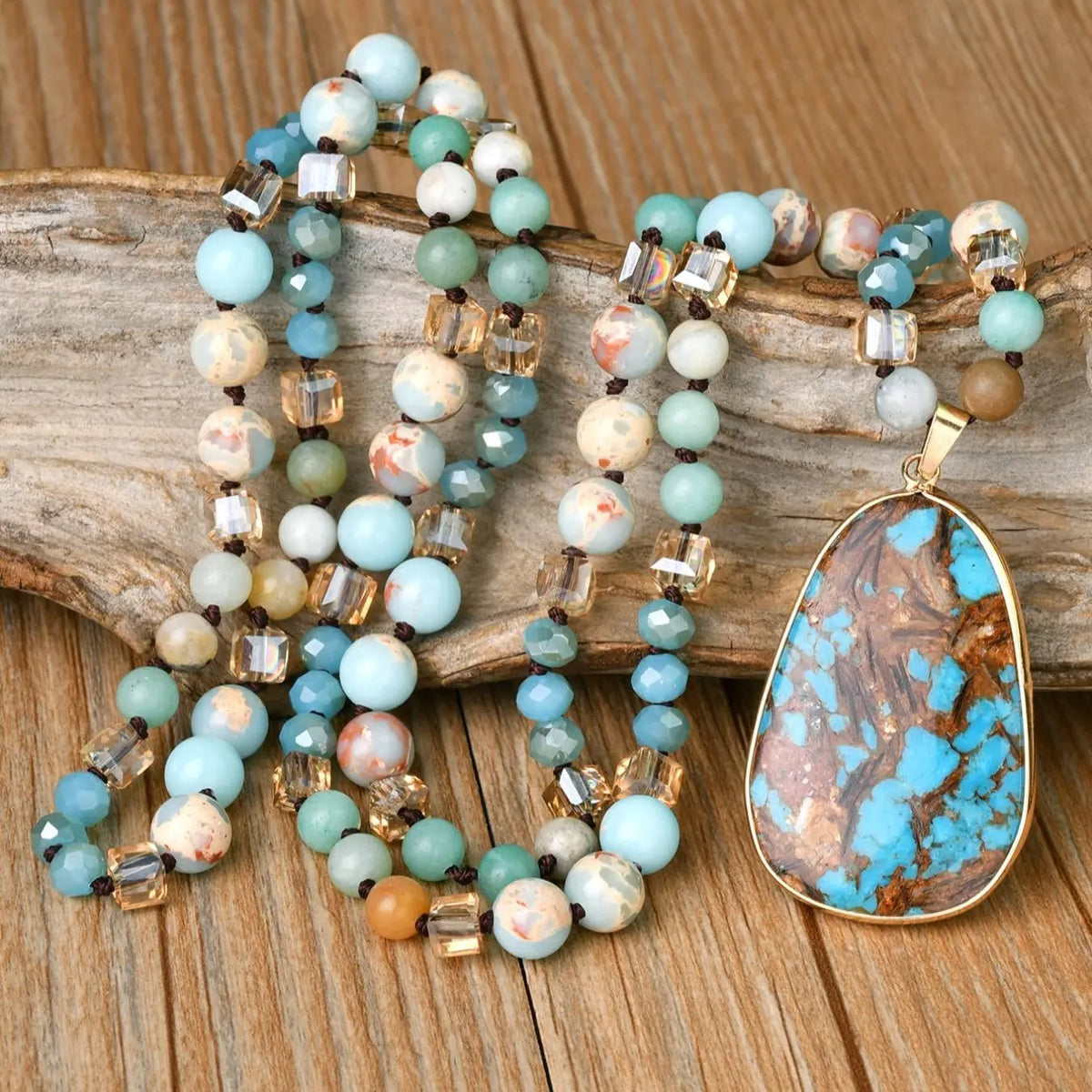 Boho Style Stone Beaded Charm Necklace, Fashion Jewelry for Party, Trendy All-match & Exquisite Jewelry for Birthday Gift, Beaded Necklaces