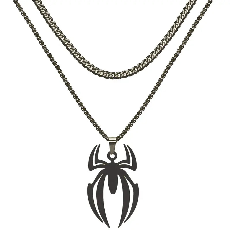 Spider Necklace For Men Women Titanium Stainless Steel Gold Silver Black Cuban Chain Paperclip Chain Lightweight Trendy Cool Goth Spider Pendant Necklace For Teen Halloween Non Tarnish Jewelry y2k Stylish Unique Accessories Birthday Gifts With Gift Box