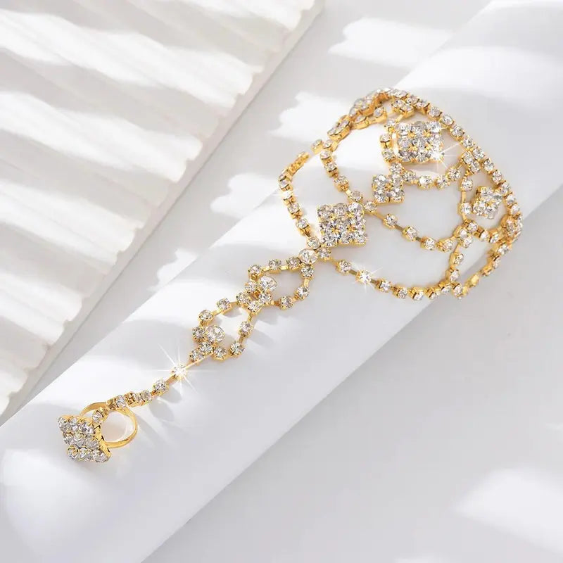 Fashionable design, super sparkling multi-layer geometric ankle chain, jewelry accessories, high-end first accessories for women