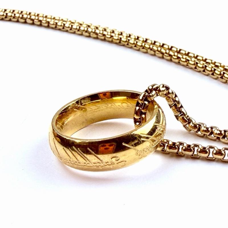 The Lord of the Rings, The Ring on Steel Necklace Chains, 24" Long, 2.5mm Diameter, Beautiful Gold or Silver Color Coating
