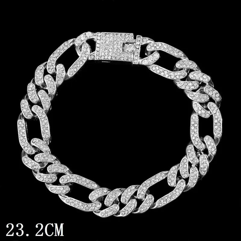 Women's Synthetic Chunky Cuban Chain Link Anklet - Iced Out Rhinestone Gems Anklet, Trendy Jewelry, Luxury Beach Barefoot Costume Accessory, Jewelry for Women