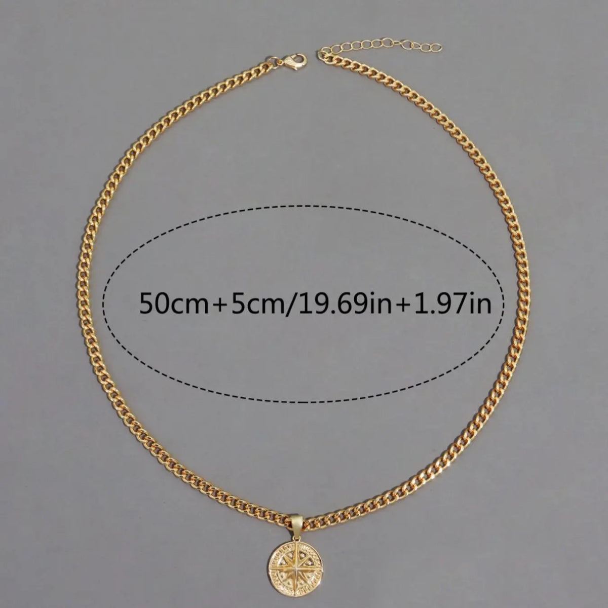 Men's Street Trend Compass Design Pendant Necklace, Trendy Vintage Retro Copper Pendant Necklace, Chic All-match Jewelry As Gift for Boyfriend, Daily Versatile Chain, Chain Necklaces