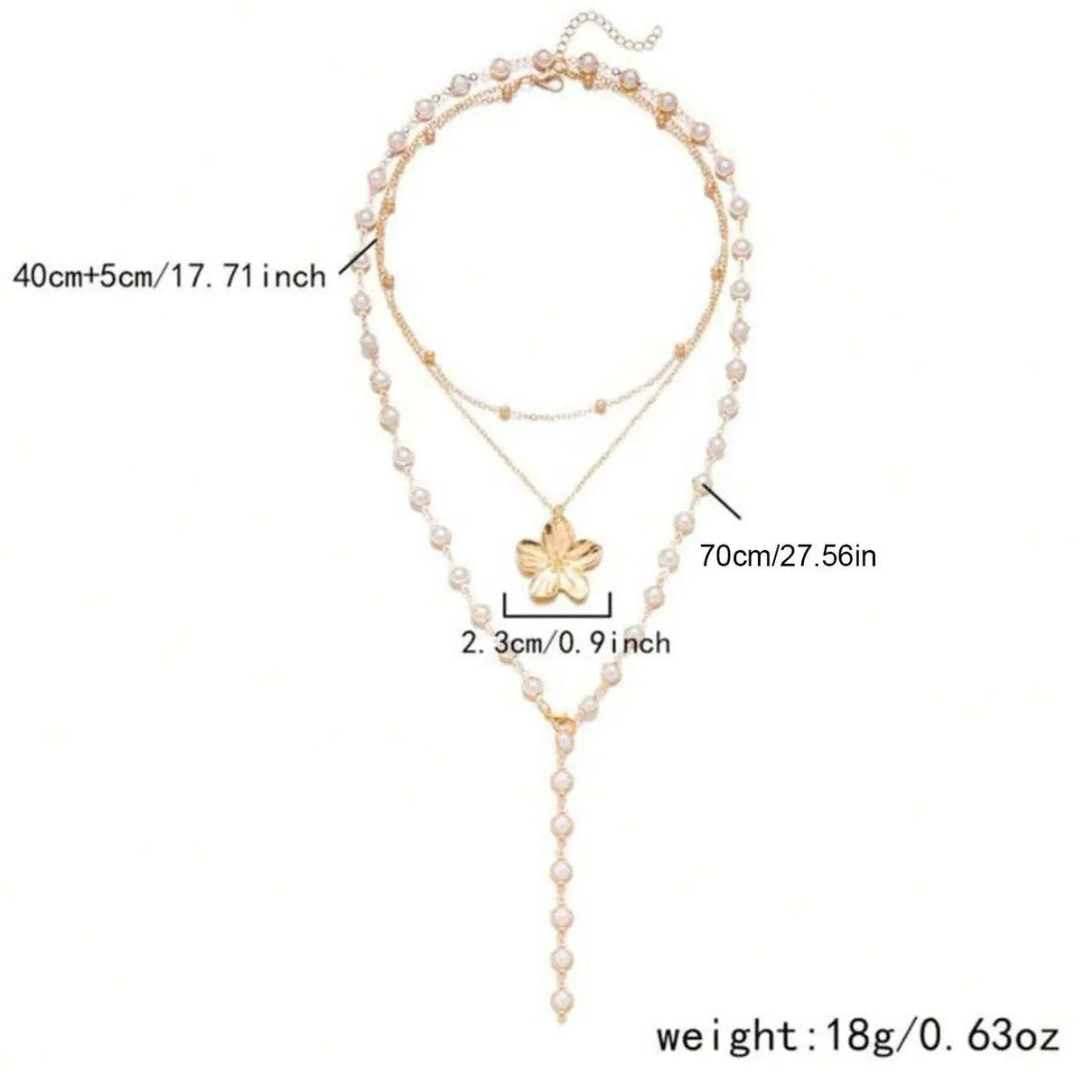 2 Pcs Vintage Bohemian Metal & Faux Pearl Flower Pendant Necklace Set, Summer Style Jewelry, Boho Style Necklace, Y-Shaped Chain, Ideal for Daily Wear and Beach Vacations
