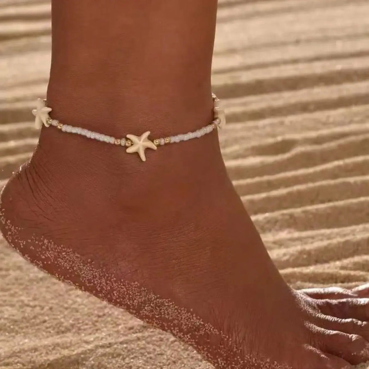 Summer Beach Beaded Anklet, Elegant Women's Foot Jewelry, Perfect Gift for Her, All-Season Plain Style, Fashionable Jewelry Accessories, No Choking Hazard