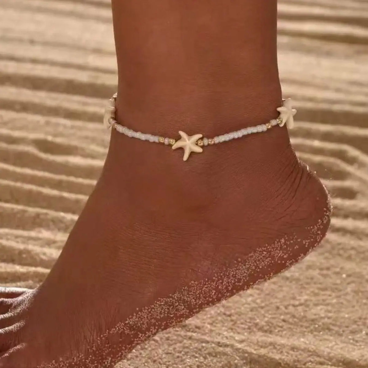 Summer Beach Beaded Anklet, Elegant Women's Foot Jewelry, Perfect Gift for Her, All-Season Plain Style, Fashionable Jewelry Accessories, No Choking Hazard